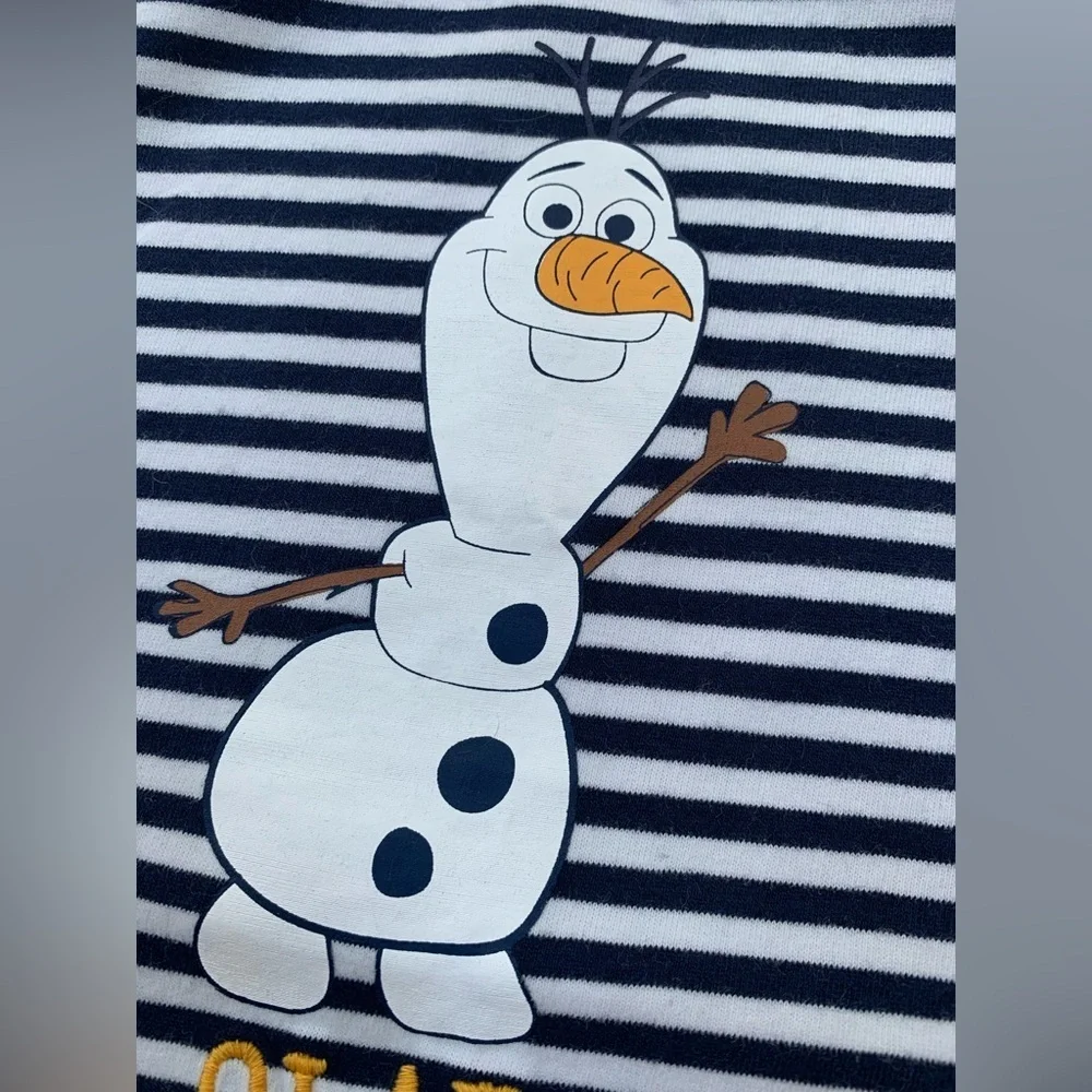 Hanna Andersson Size 110, 5, Frozen Olaf Striped Long Sleeve Graphic Tee Shirt
